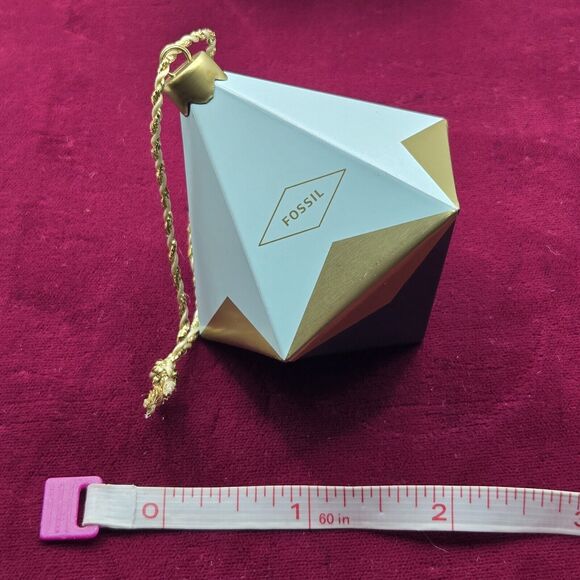 Fossil Brand Geometric Ornament With Box Gold Metallic & Blue Decoration Holiday - Picture 7 of 7